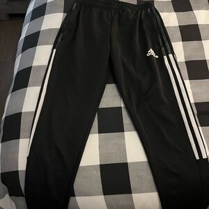 Adidas Black Joggers with White Stripes